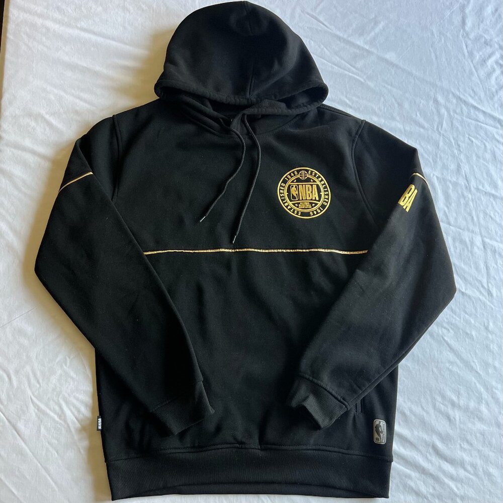 NBA Official Black Drawstring Hoodie with Gold Detailing - Men's Medium